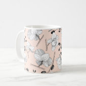 Mug Noir & blanc élégant orchidée floral moderne rose (Devant gauche)