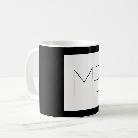 Mug Noir & Blanc Élégant Unique Initiales Monogrammes (Devant gauche)