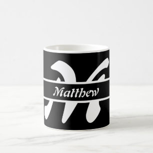 Mug noir blanc et gris Coupe de café cadeau Monogr