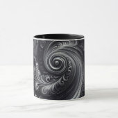 Mug Noir Blanc Gris Abstrait Moderne Simple Swirl (Centre)