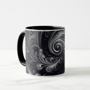 Mug Noir Blanc Gris Abstrait Moderne Simple Swirl