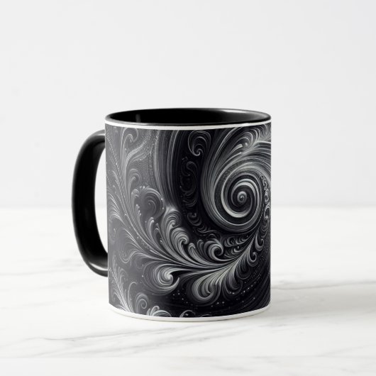 Mug Noir Blanc Gris Abstrait Moderne Simple Swirl (Devant gauche)