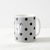 Mug Noir blanc & gris, pois, monogramme (Devant droit)