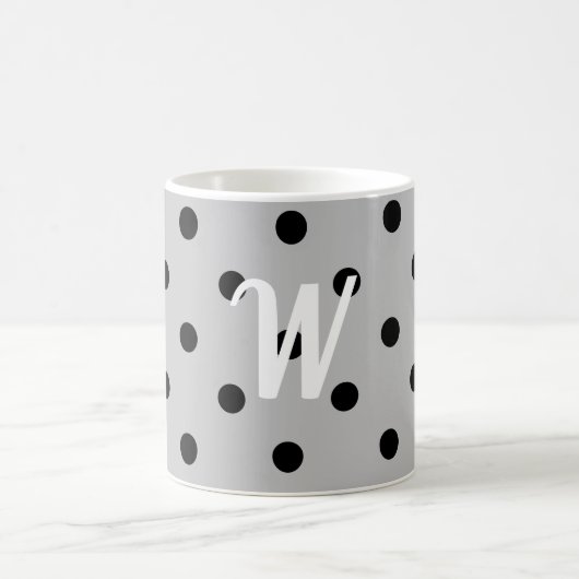 Mug Noir blanc & gris, pois, monogramme (Centre)