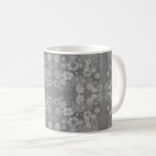 Mug Noir blanc gris rétro Motif d'aquarelle florale
