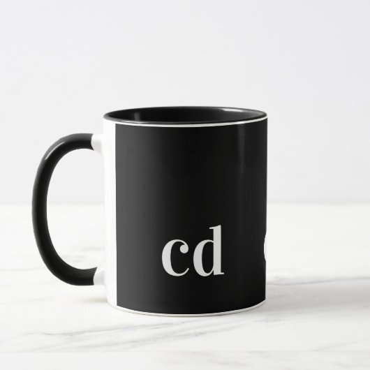 Mug Noir blanc initiales monogramme moderne personnali (Gauche)