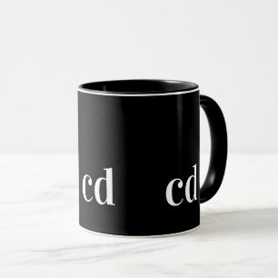 Mug Noir blanc initiales monogramme moderne personnali