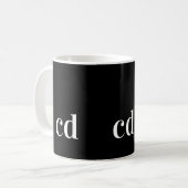 Mug Noir blanc initiales monogramme simple moderne (Devant gauche)