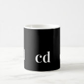 Mug Noir blanc initiales monogramme simple moderne (Centre)