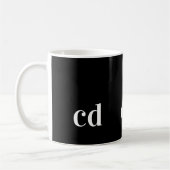 Mug Noir blanc initiales monogramme simple moderne (Gauche)