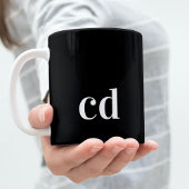Mug Noir blanc initiales monogramme simple moderne