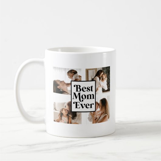Mug Noir Blanc Meilleure Maman Jamais Photo personnali (Gauche)