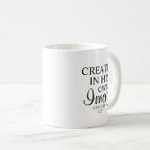 Mug Noir & Blanc Minimal Créé Dans Sa Foi Image (Devant droit)