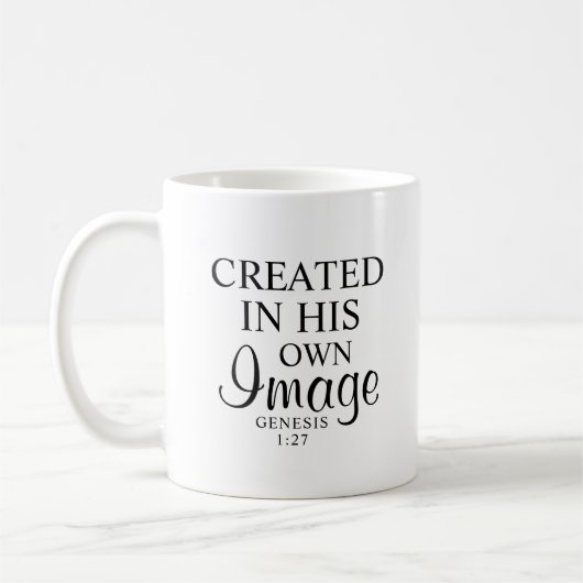 Mug Noir & Blanc Minimal Créé Dans Sa Foi Image (Gauche)
