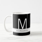 Mug Noir Blanc Moderne Monogramme Simple Nom initial (Gauche)