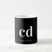 Mug Noir blanc monogramme initiales hommes modernes (Centre)
