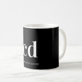 Mug Noir blanc monogramme initiales nom gras (Devant droit)