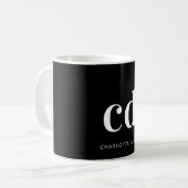 Mug Noir blanc monogramme initiales nom gras (Devant gauche)