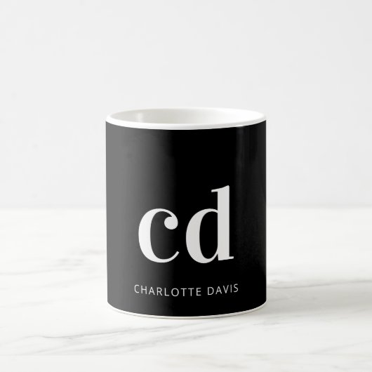 Mug Noir blanc monogramme initiales nom gras (Centre)