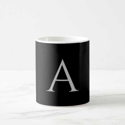 Mug Noir blanc Nom initial Monogramme Élégant Script (Centre)