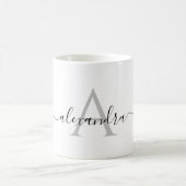 Mug Noir blanc Nom initial Monogramme Élégant Script (Centre)