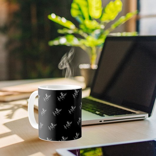 Mug Noir blanc nom motif script moderne