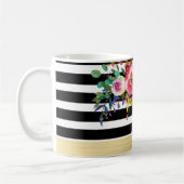 Mug Noir Blanc Or Moderne Floral Glam Chic Personnalis (Gauche)