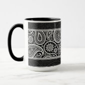 Mug Noir & Blanc Ornat Retro Paisley Motif Design (Gauche)