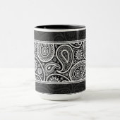 Mug Noir & Blanc Ornat Retro Paisley Motif Design (Centre)