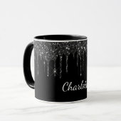 Mug Noir blanc parties scintillant goutte monogramme n (Devant gauche)