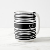 Mug Noir & Blanc Personnalisé, Conception De Bande Iné (Devant droit)