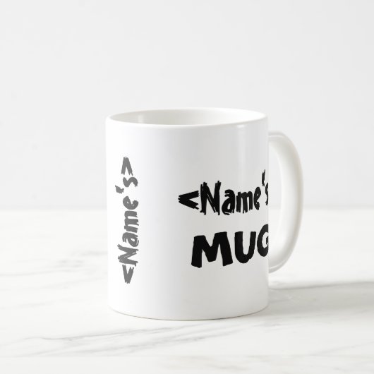 Mug Noir blanc personnalisé de trio nommé (Devant droit)