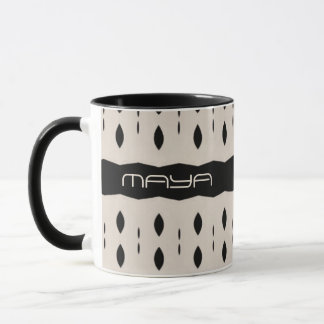 Mug Noir Blanc Personnalisé Grand Motif Diamant