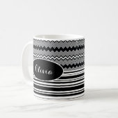 Mug Noir & Blanc Personnalisé, Zig Zags et Stripes (Devant gauche)
