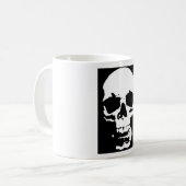 Mug Noir & Blanc Pop Art Crâne Cool élégant (Devant gauche)