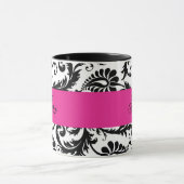 Mug Noir, Blanc, Rose Damas "Hers Mug" (Centre)