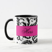 Mug Noir, Blanc, Rose Damas "Hers Mug" (Gauche)