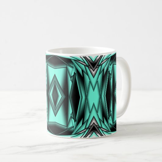 Mug Noir Blanc Turquoise Ombre Art Abstrait moderne (Devant droit)