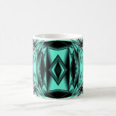 Mug Noir Blanc Turquoise Ombre Art Abstrait moderne (Centre)