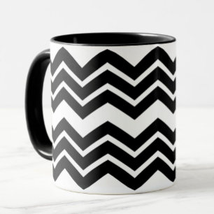 Mug Noir Blanc Zigzag Chevron Motif Design