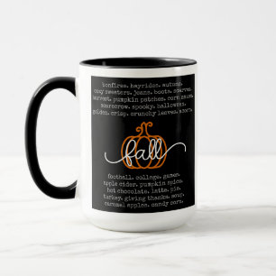 Mug Noir Bonjour Automne Définition Mots Citrouille Au