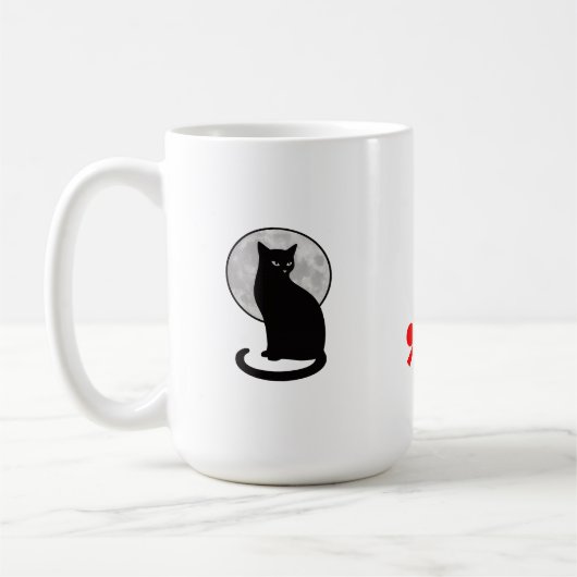 Mug Noir Chat & Lune Silhouette (Gauche)