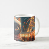 Mug Noir Chat Montagnes Russes Noël (Devant droit)