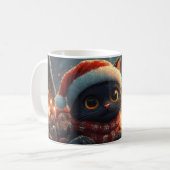 Mug Noir Chat Montagnes Russes Noël (Devant gauche)
