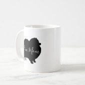 Mug Noir Chien Poméranie Silhouettes Pom Maman Personn (Devant gauche)