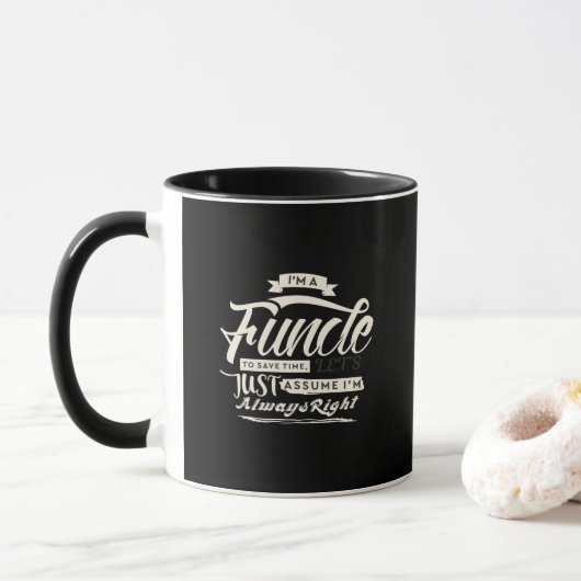 Mug Noir classique je suis Funcle - idée de cadeau (Avec donut)