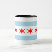 Mug noir Combo avec drapeau de Chicago, USA (Centre)