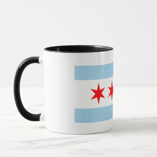 Mug noir Combo avec drapeau de Chicago, USA (Gauche)