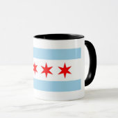 Mug noir Combo avec drapeau de Chicago, USA (Devant droit)