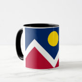 Mug noir Combo avec drapeau de Denver, USA (Devant gauche)